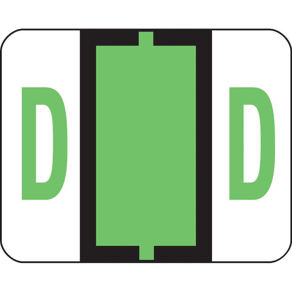 Smead BCCR Bar-Style Permanent Alphabetical Labels, D, Light Green, Roll Of 500