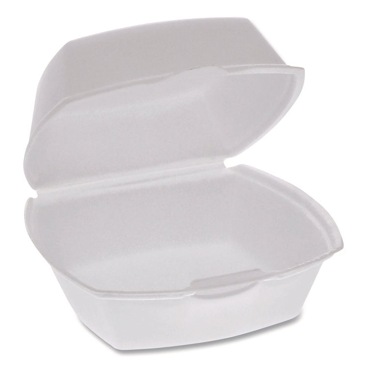 Conventional Foam Hinged Lid Container, 5 x 5 x 2.5, White, 500/Carton