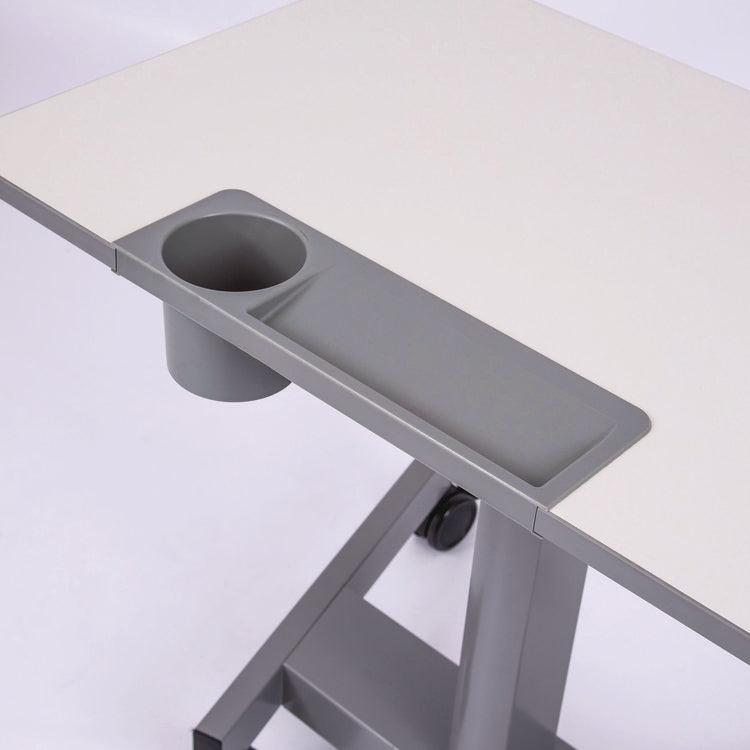 Pneumatic Sit Stand Desk, 27.5 x 19.5 x 26.25 to 42, White/Gray