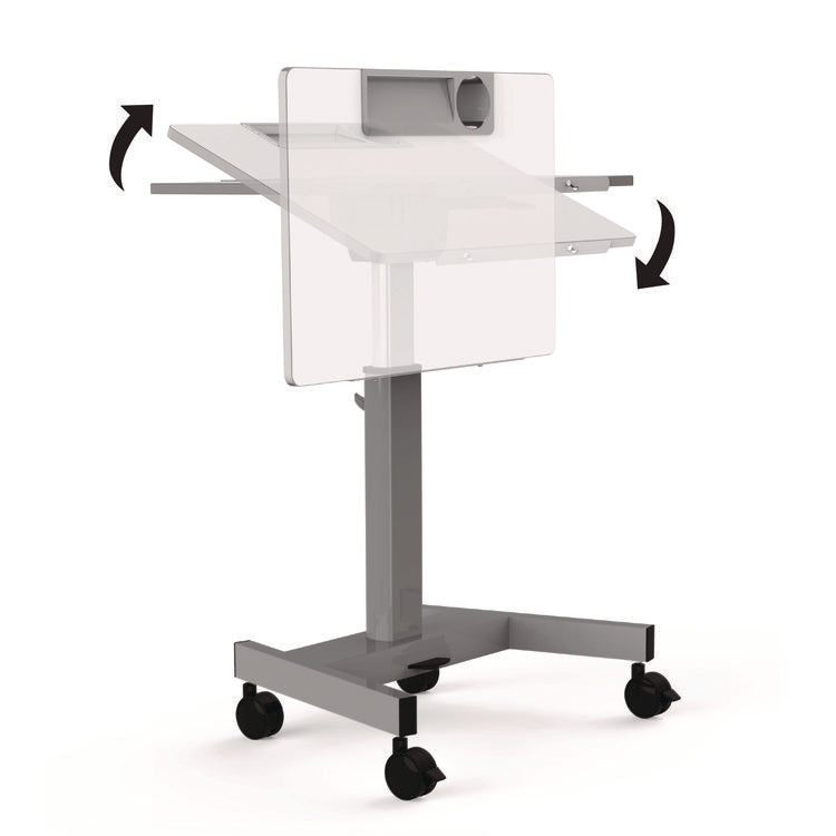 Pneumatic Adjustable Height Flip Top Student Desk, 27.5 x 19.5 x 26.25 to 42, White/Gray