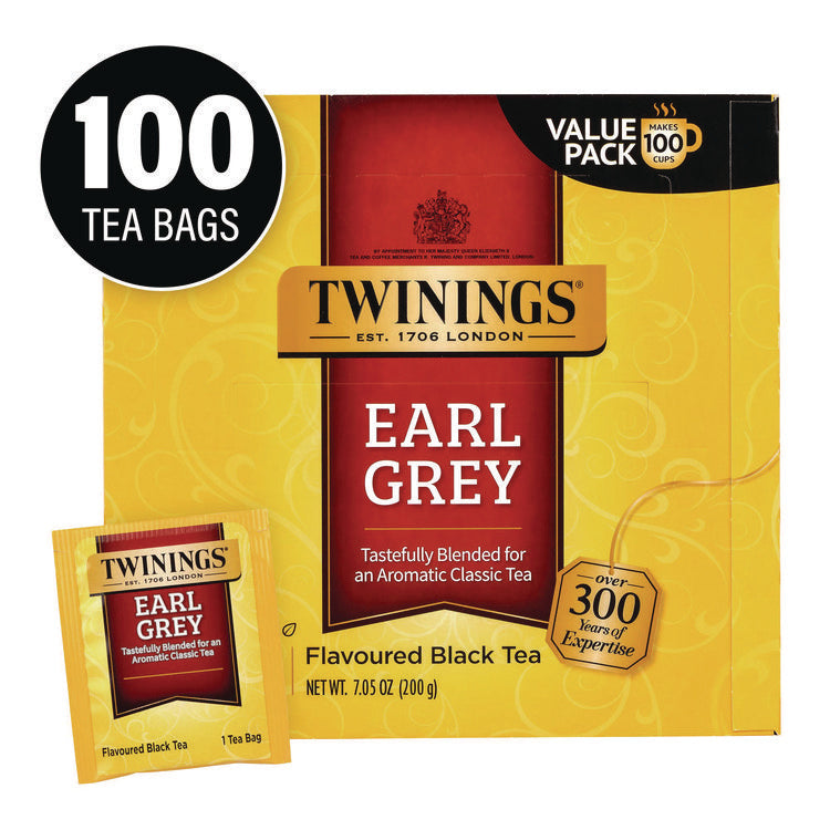 Tea Bags, Earl Grey, Individually Wrapped, 100/Carton