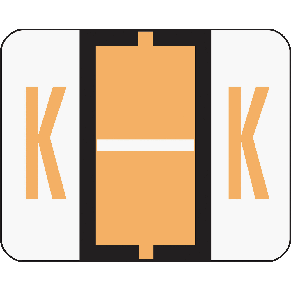 Smead BCCR Bar-Style Permanent Alphabetical Labels, K, Light Orange, Roll Of 500