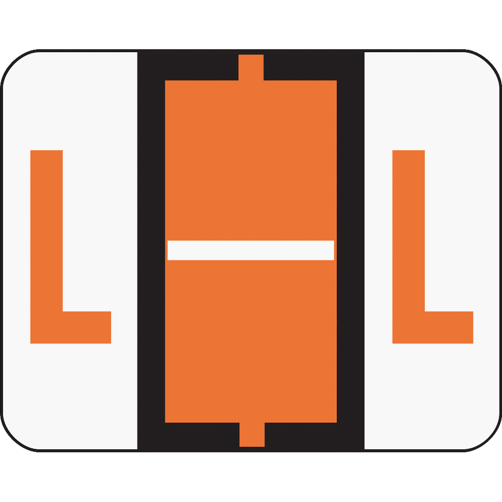 Smead BCCR Bar-Style Permanent Alphabetical Labels, L, Dark Orange, Roll Of 500