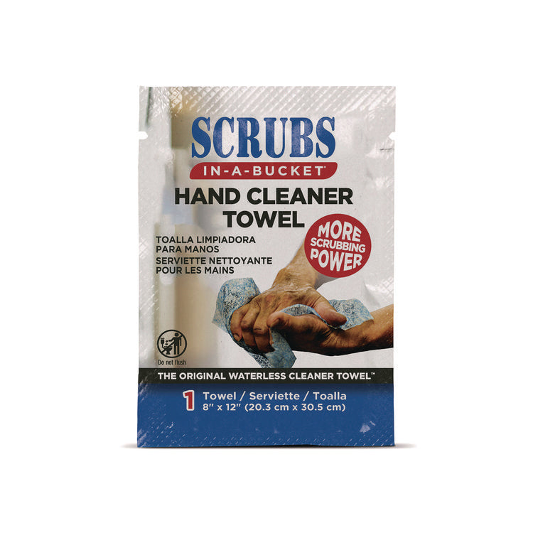 Hand Cleaner Towels, 1-Ply, 12 x 8, Citrus, Blue/White, 100 Packets/Carton