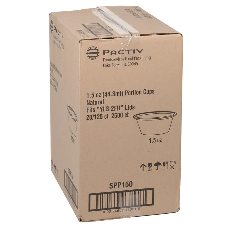 Plastic Portion Cup, 1.5 oz, Translucent, 125/Sleeve, 20 Sleeves/Carton