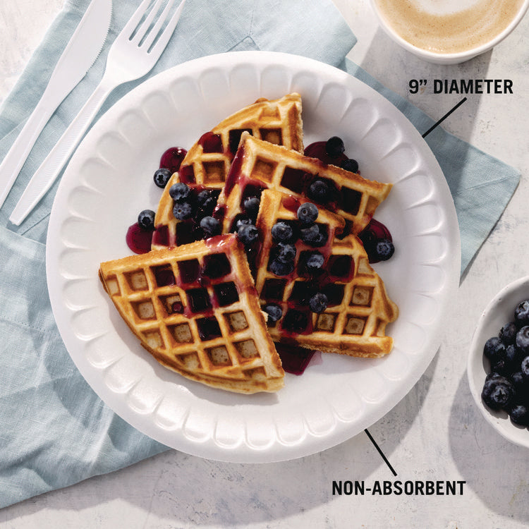 Placesetter Satin Non-Laminated Foam Dinnerware, Plate, 9" dia, White, 500/Carton