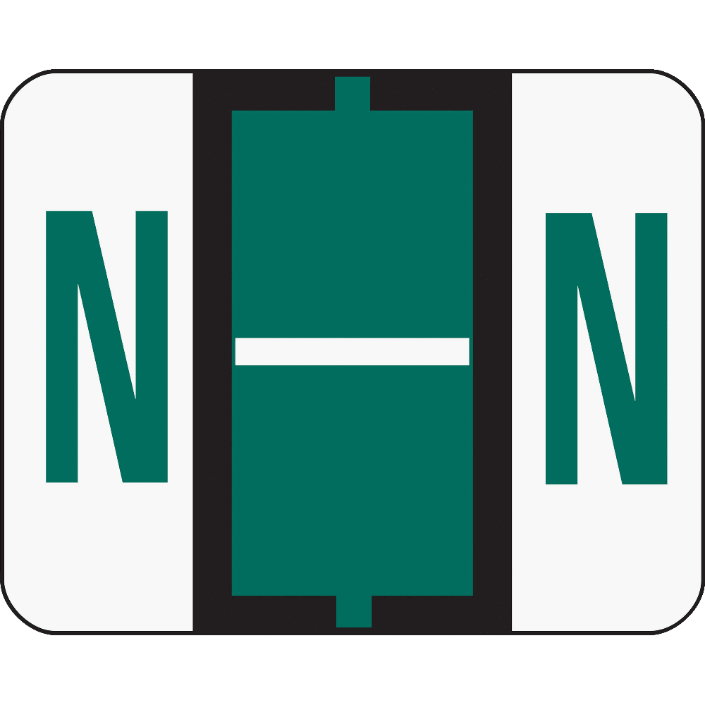 Smead BCCR Bar-Style Permanent Alphabetical Labels, N, Dark Green, Roll Of 500