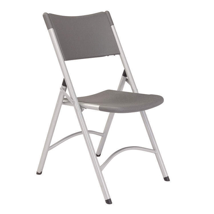 600 Series Heavy Duty Plastic Folding Chair, Supports Up to 500 lb, 18" Seat Height, Gray Seat/Back, Silver Base, 4/Pack