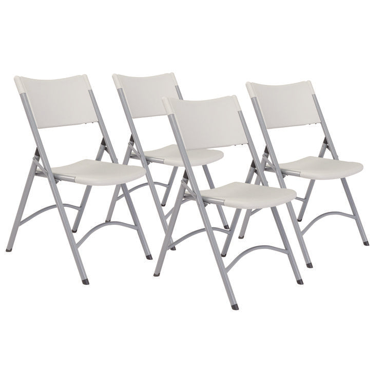 600 Series Heavy Duty Plastic Folding Chair, Supports Up to 500 lb, 18" Seat Height, Gray Seat/Back/Base, 4/Pack