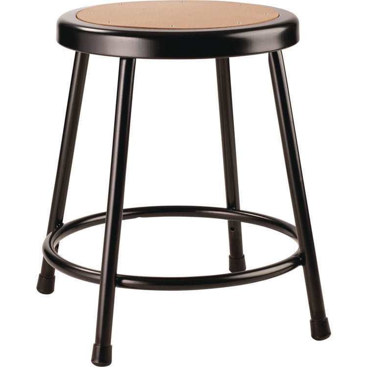 6200 Series Heavy Duty Steel Stool, Backless, Supports Up to 500 lb, 18" Seat Height, Brown Seat, Black Base