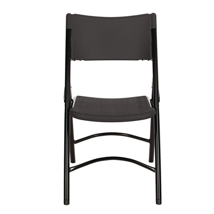 600 Series Heavy Duty Plastic Folding Chair, Supports Up to 500 lb, 18" Seat Height, Black Seat/Back/Base, 4/Pack