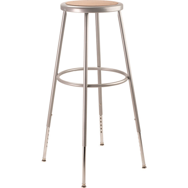 6200 Series Height Adjustable Heavy Duty Steel Stool, Backless, Supports 500lb, 31" to 39" Seat Height, Brown Seat, Gray Base