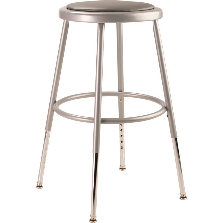 6400 Series Height Adjustable HD Vinyl Padded Steel Stool, Backless, Supports 500 lb, 18.5"-26.5" Seat Height, Gray Seat/Base