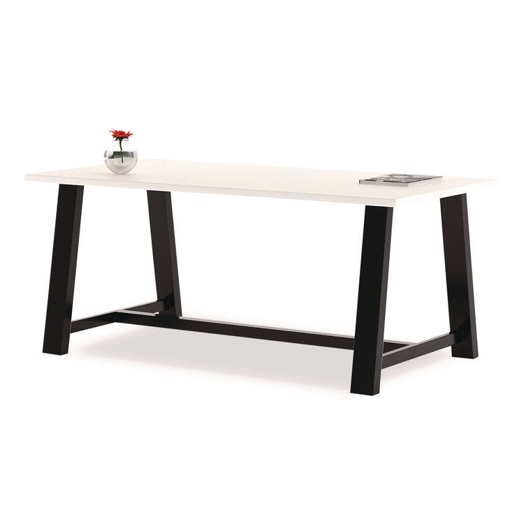 Midtown Dining Table with Four Sky Blue Kool Series Chairs, 36 x 72 x 30, Designer White