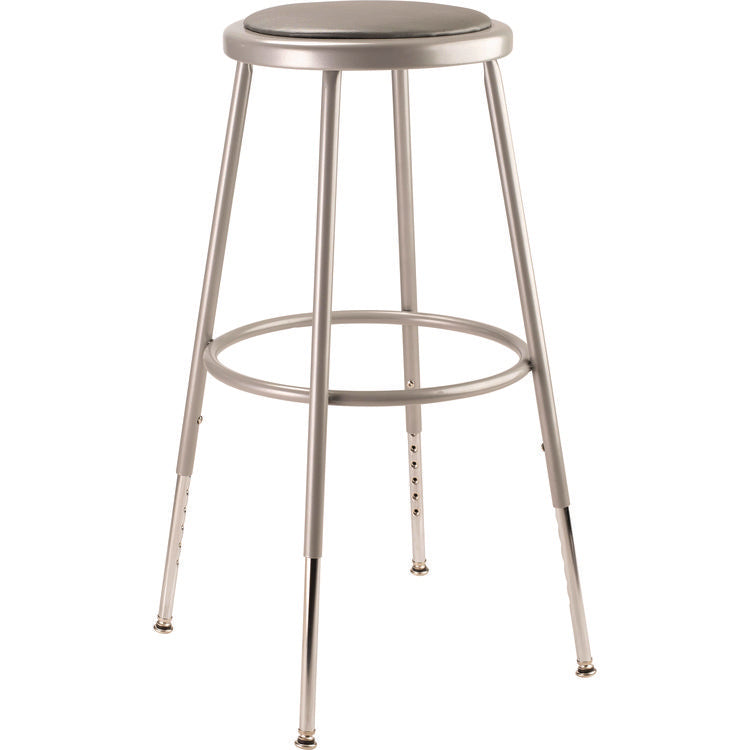 6400 Series Height Adjustable Heavy Duty Vinyl Padded Steel Stool, Supports 500 lb, 25" to 33" Seat Height, Gray Seat/Base