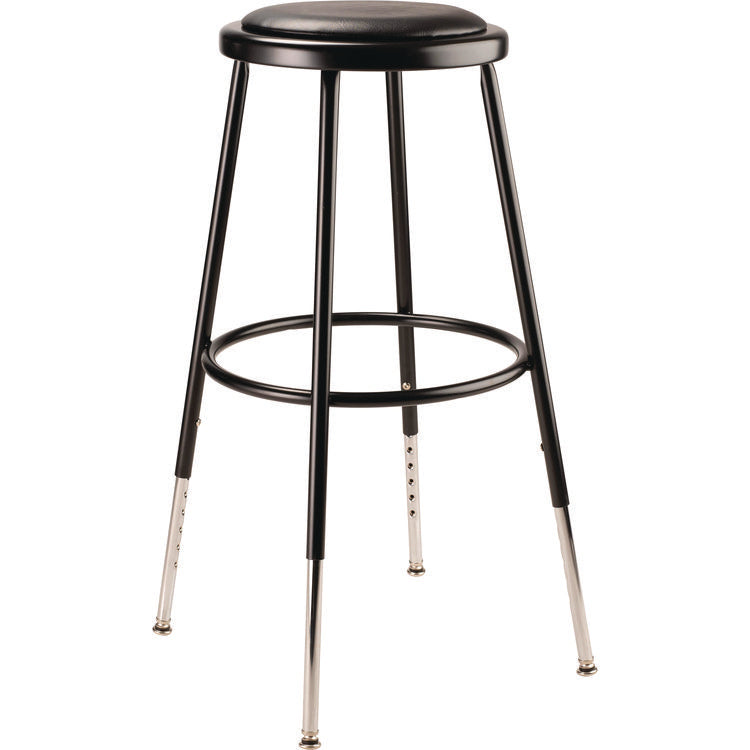 6400 Series Height Adjustable Heavy Duty Vinyl Padded Steel Stool, Supports 500 lb, 25" to 33" Seat Height, Black Seat/Base