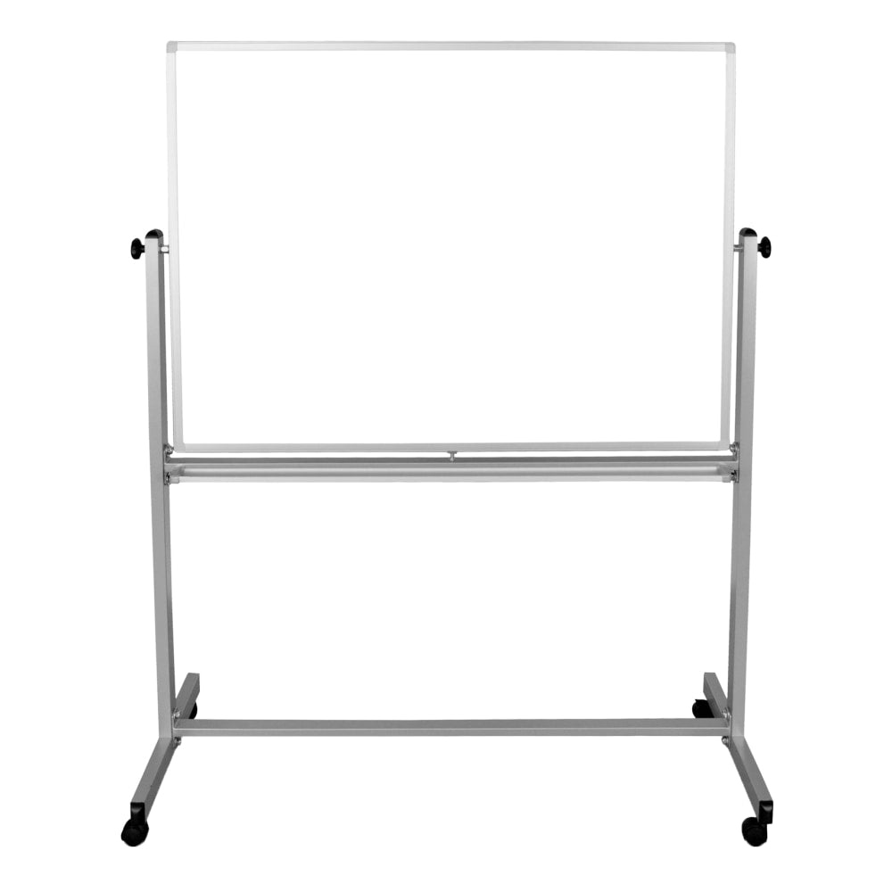 Luxor Double-Sided Magnetic Mobile Dry-Erase Whiteboard, 48in x 36in, Aluminum Frame With Silver Finish