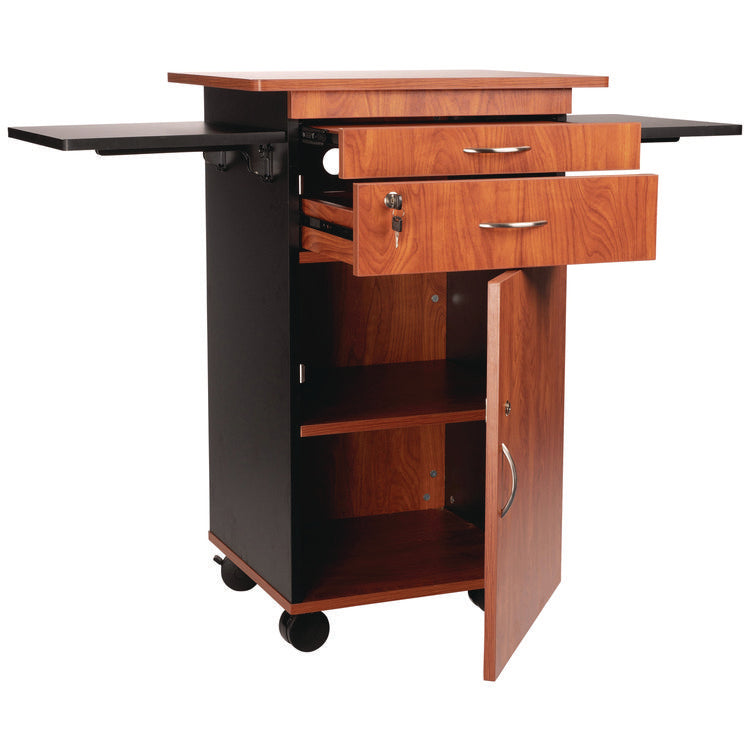 Multimedia Presentation Cart, 25 x 19 x 38, Cherry/Black