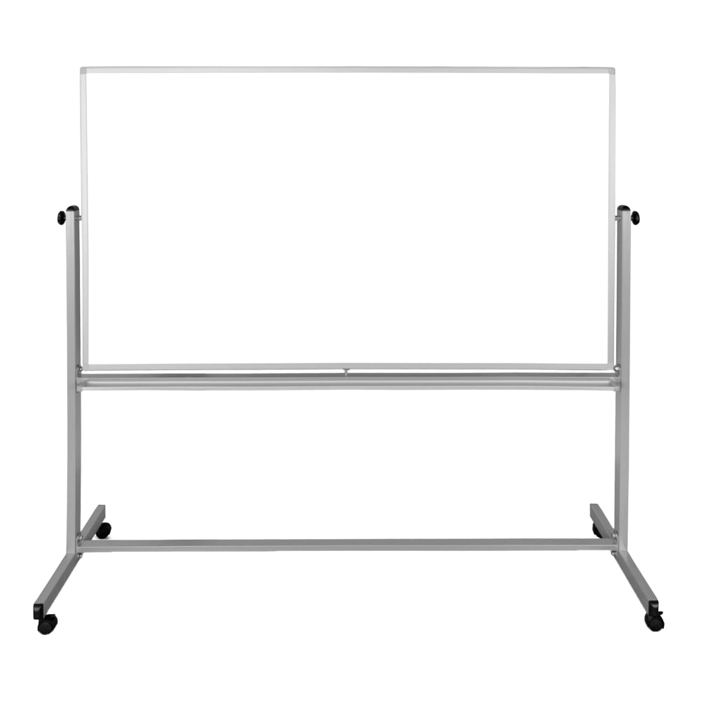 Luxor Double-Sided Magnetic Mobile Dry-Erase Whiteboard, 40in x 72in, Aluminum Frame With Silver Finish