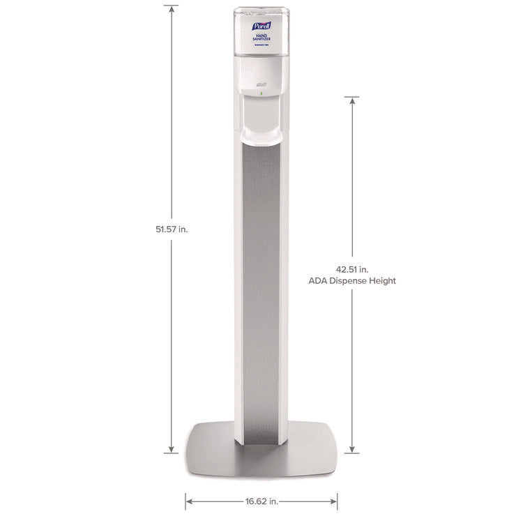 Messenger Es8 Silver Panel Floor Stand With Dispenser, 1,200 Ml, 16.75 X 6 X 40, Silver/white