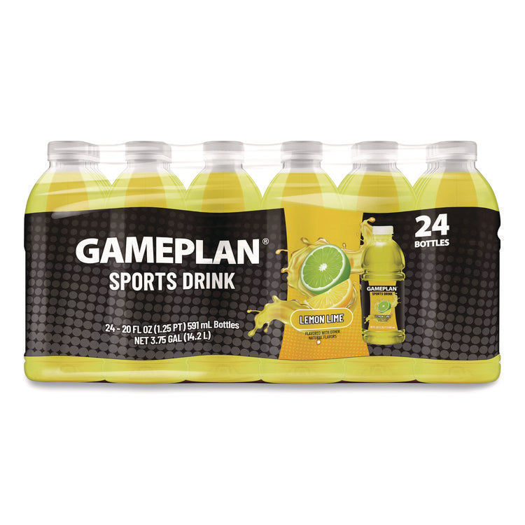 Gameplan Sports Drink, Lemon Lime, 20 oz Bottle, 24/Carton