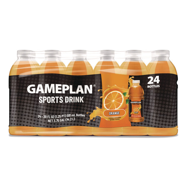 Gameplan Sports Drink, Orange, 20 oz Bottle, 24/Carton