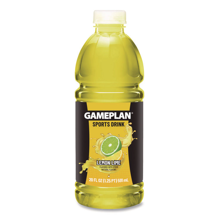 Gameplan Sports Drink, Lemon Lime, 20 oz Bottle, 24/Carton