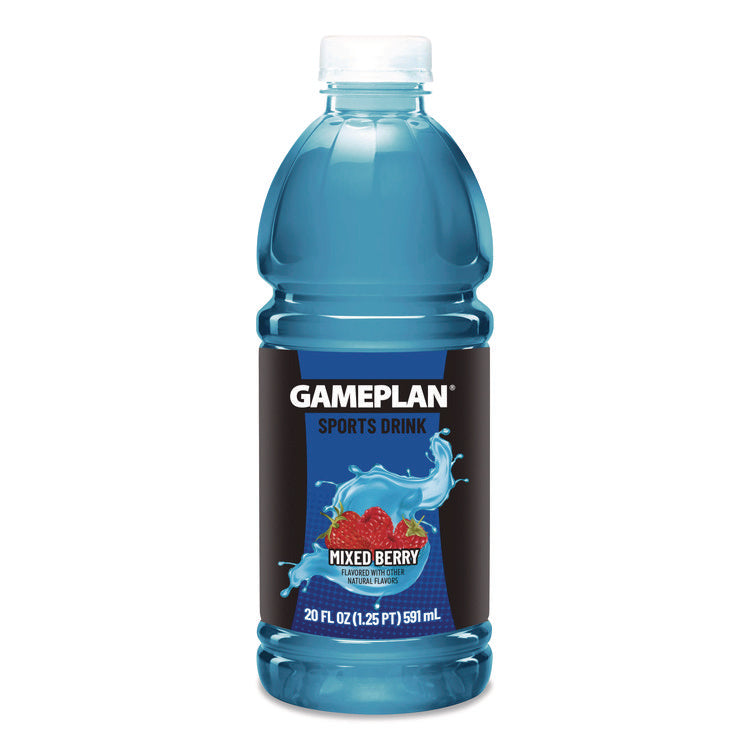 Gameplan Sports Drink, Mixed Berry, 20 oz Bottle, 24/Carton