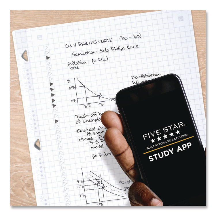 Reinforced Filler Paper Plus Study App, 3-Hole, 8.5 x 11, Quadrille Rule, 80/Pack