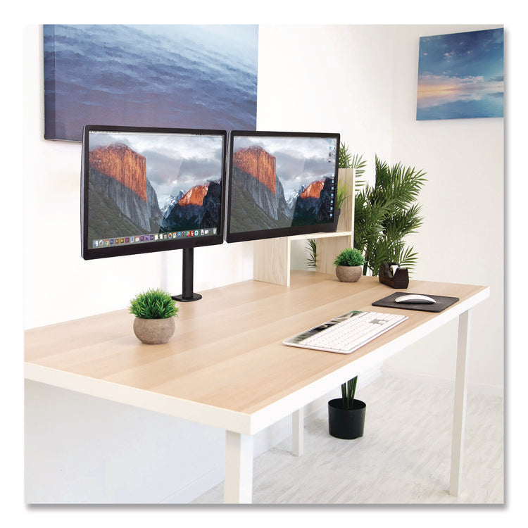 Full Motion Dual Monitor Desktop Mount, For 17" to 27" Monitors, 360 Degree Rotation, +/-90 Degree Tilt, Black, Supports 22lb