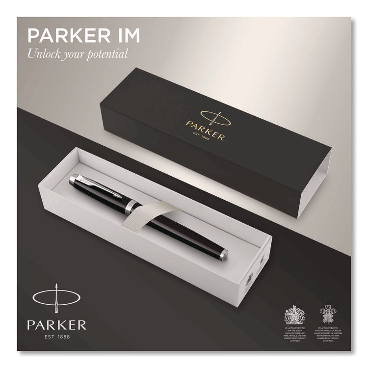 IM Premium Rollerball Pen, Stick, Fine 0.7 mm, Black Ink, Black/Chrome Barrel