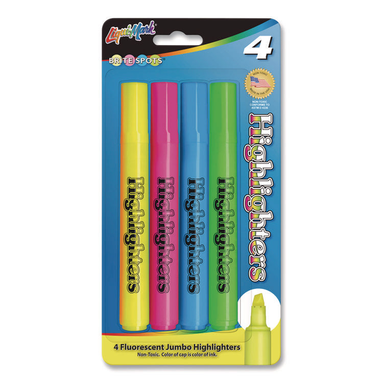 Brite Spots Tank Highlighters, Assorted Ink Colors, Chisel Tip, Assorted Barrel Colors, 4/Pack