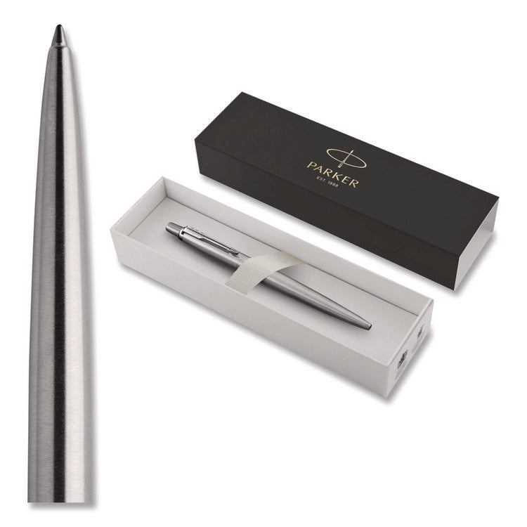 Jotter Ballpoint Pen, Retractable, Fine 0.5 Mm, Blue Ink, Stainless Steel Barrel