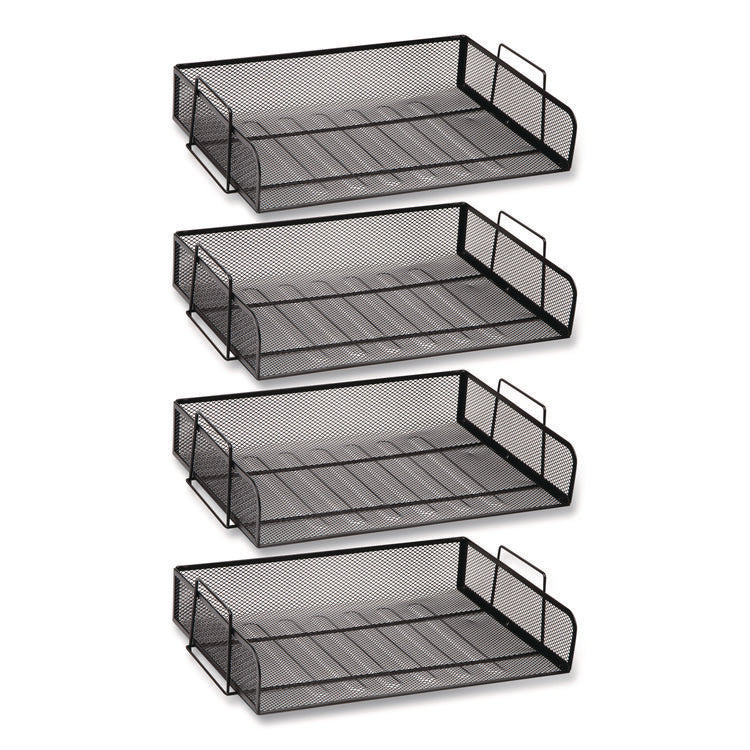 Stackable Paper Desk Tray Organizer, Letter Size, 9.75 x 14 x 3.25, Black, 4/Pack