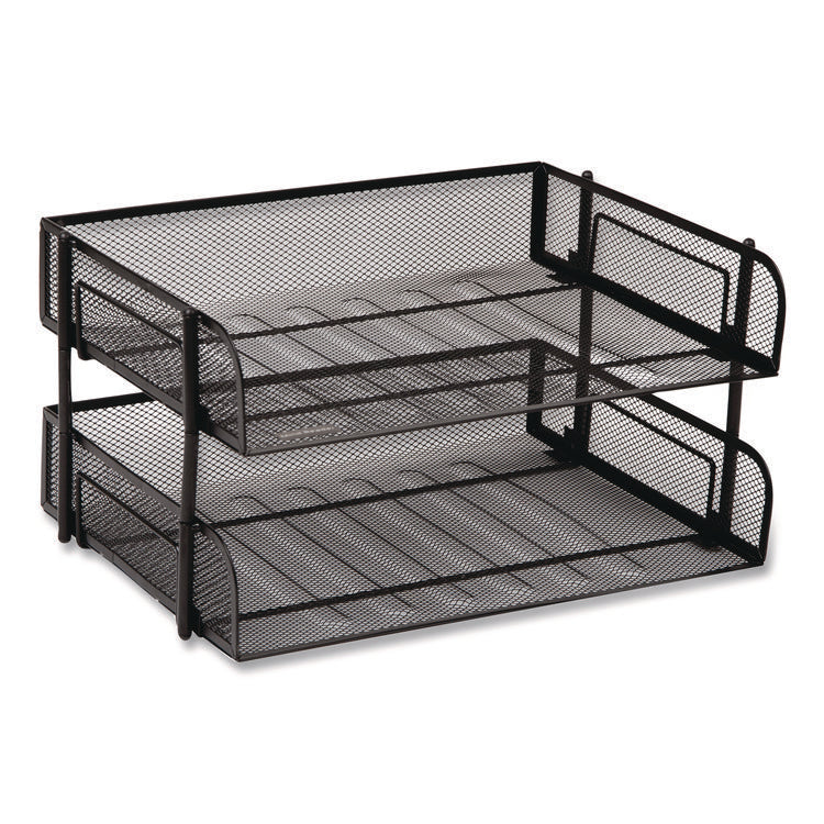 Stackable Paper Desk Tray Organizer, Letter Size, 10 x 13.5 x 2.5, Black, 2/Pack