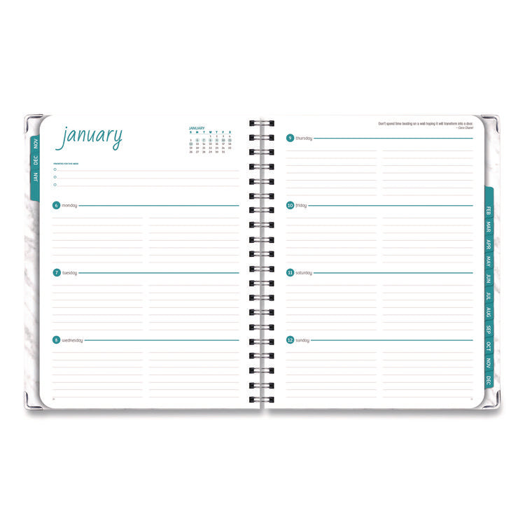 Marble Weekly/Monthly Planner, Marble Stone Artwork, 11 x 8.5, White/Gray/Silver Cover, 14-Month: Nov 2024 to Dec 2025