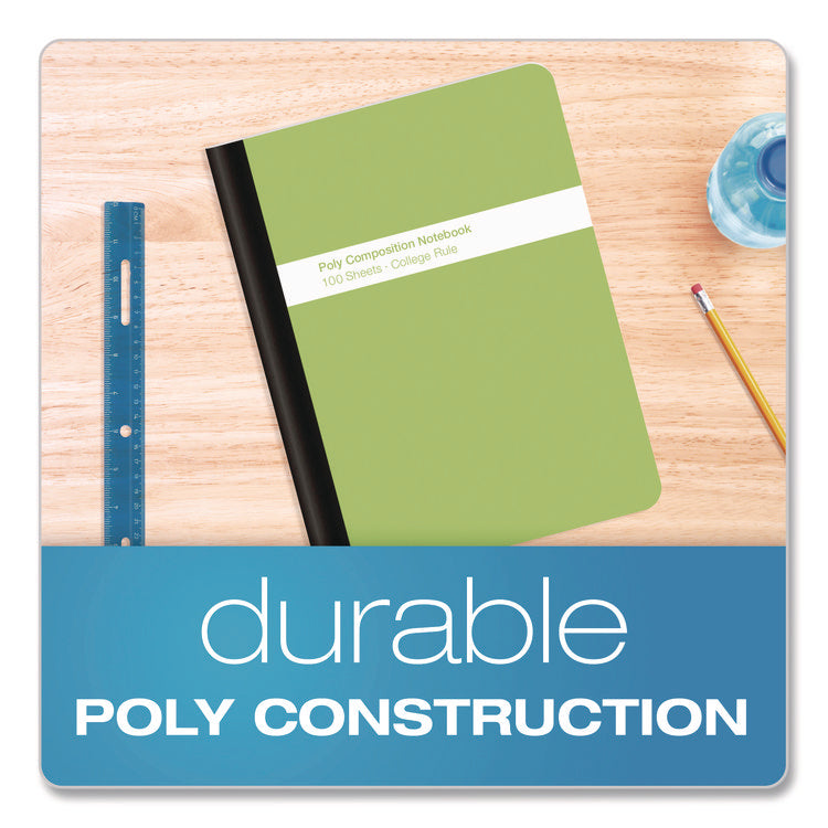 Poly Composition Books, Medium/College Rule, Assorted Cover Colors, (100) 9.75 x 7 Sheets, 6/Pack