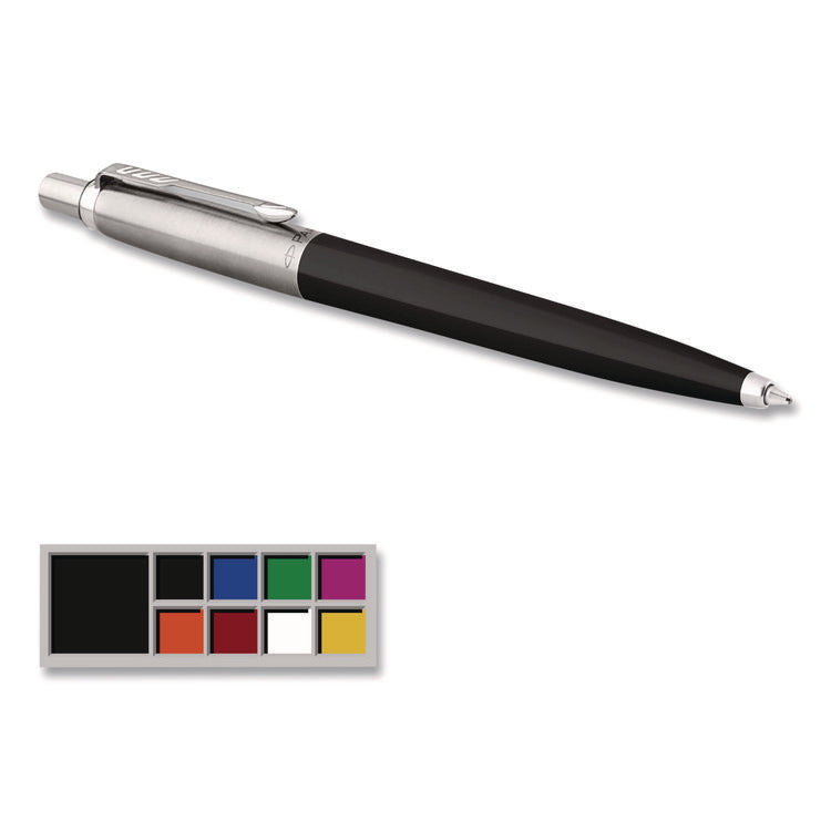 Jotter Ballpoint Pen, Retractable, Medium 0.7 mm, Blue Ink, Black/Chrome Barrel