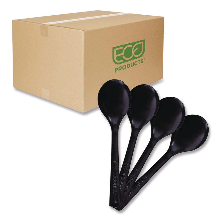 100% Recycled Content Cutlery, Soup Spoon, Plastic, Black, 50/Pack, 20 Packs/Carton