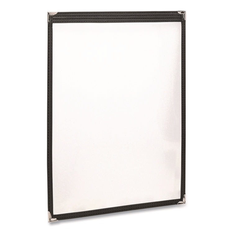 Menu Holder For 8.5 x 11 Menus, Portrait Orientation, 2-View, 9.3 x 12 Holder, Clear/Black/Silver, 10/Pack
