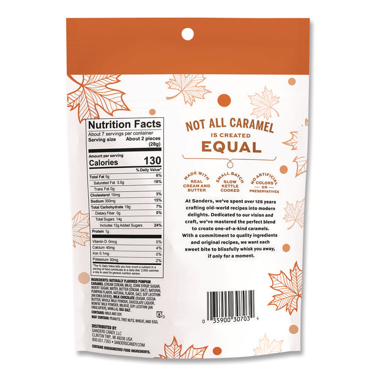 Small Batch Wonders Pumpkin Spice Milk Chocolate Sea Salt Caramels, 7 oz Packet