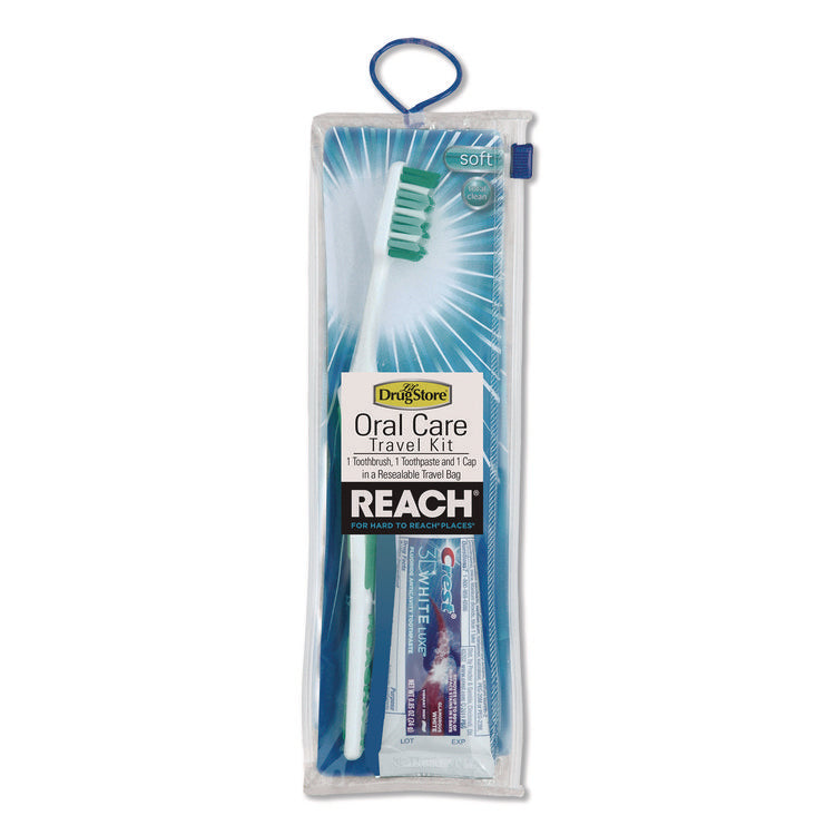 Oral Care Kit. Toothbrush/Toothpaste in Resealable Pouch, Assorted Colors, 4/Box