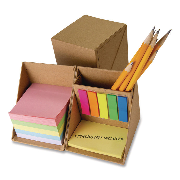 Desk Supply Organizer, 3 Compartments, 3.5 x 3.5 x 3.5, Brown, Paper