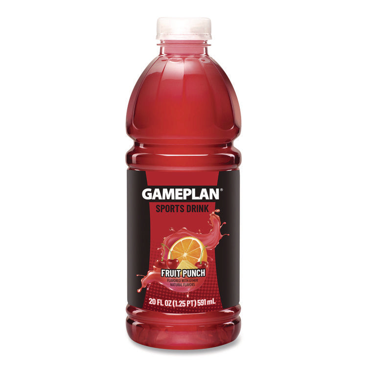 Gameplan Sports Drink, Fruit Punch, 20 oz Bottle, 24/Carton