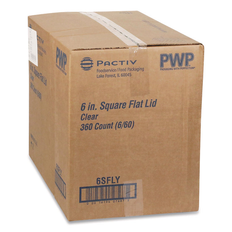 EarthChoice Recycled PET Container Lid, for 6" Square RPET Containers, 6.25 x 0.39 x 6.25, Clear, Plastic, 360/Carton