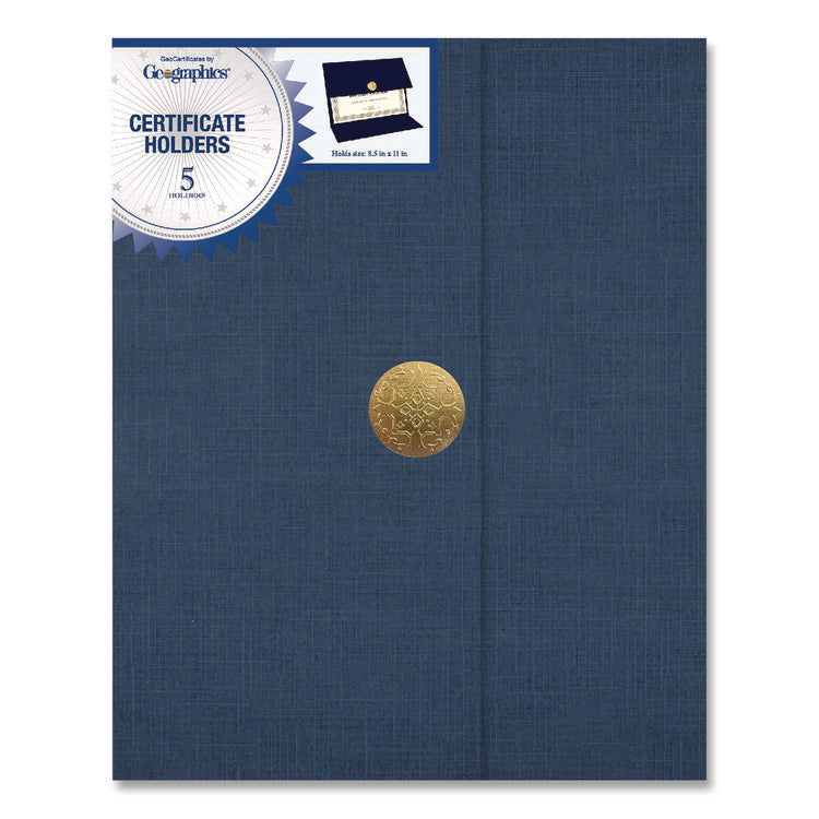 Tri-Fold Certificate Holder, 9.25 x 12.5, Navy Blue, 5/Pack