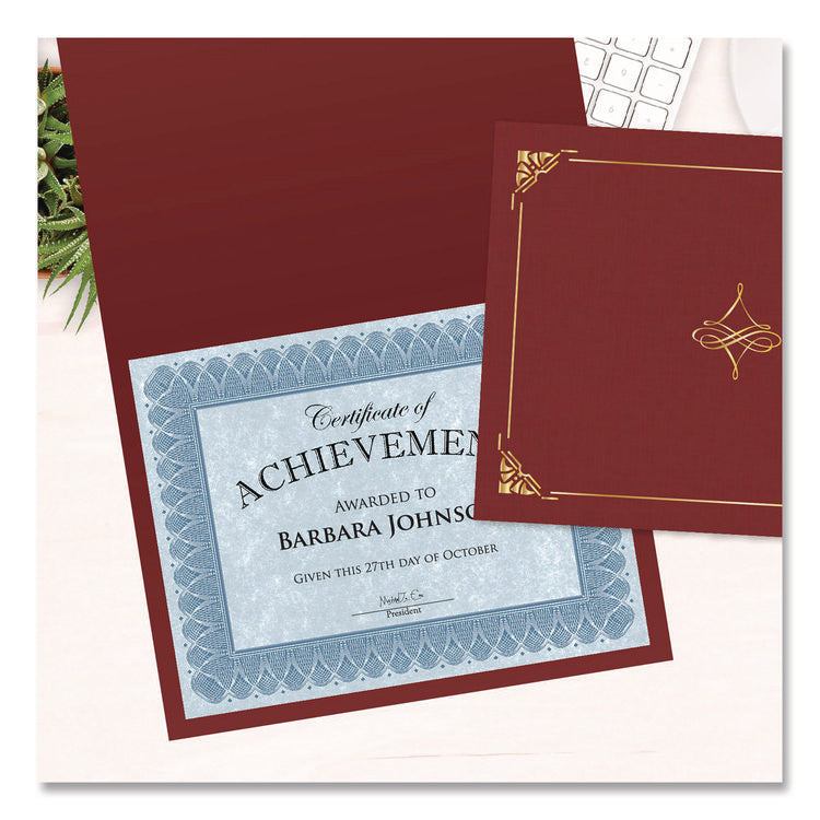 Certificate/Document Cover, 8.75 x 11.25, Red, 5/Pack