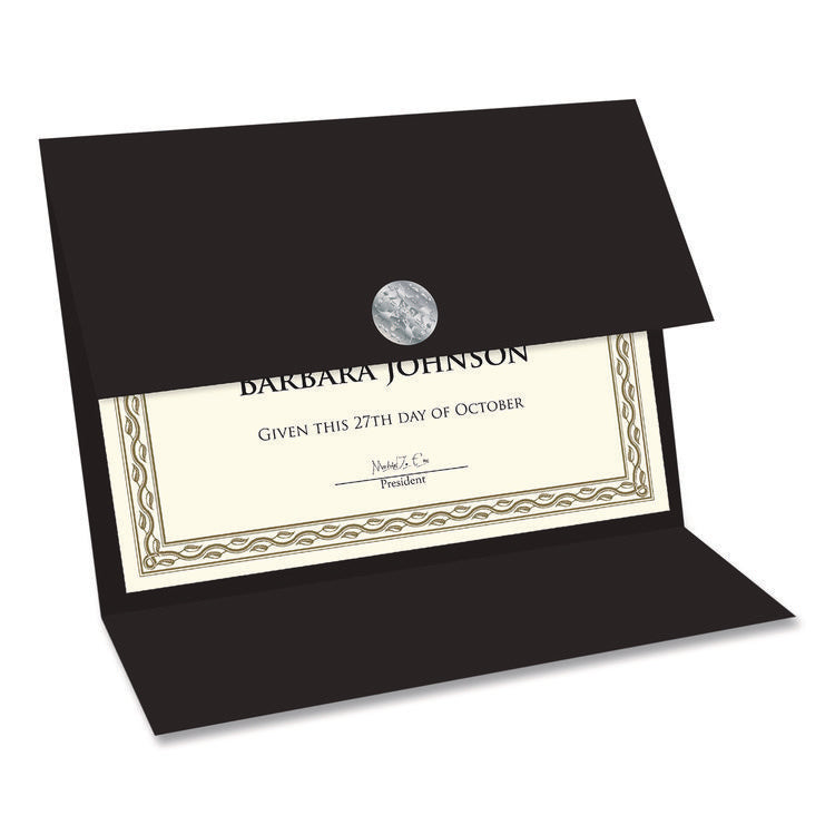 Tri-Fold Certificate Holder, 9.2 x 12.5, Black, 5/Pack