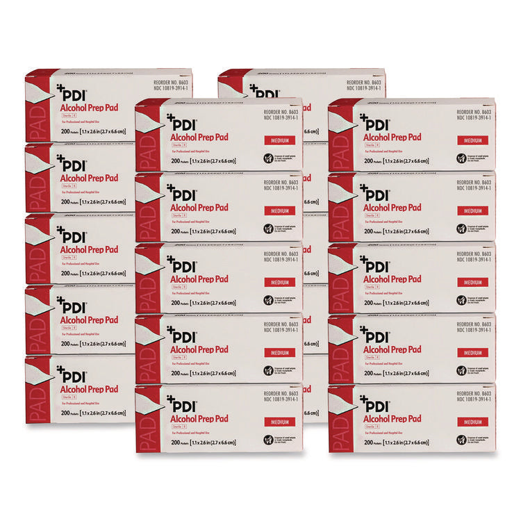 PDI Alcohol Prep Pads, 200/Box, 20 Boxes/Carton
