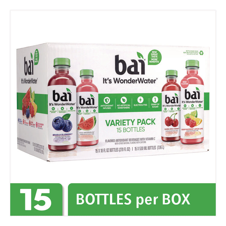Antioxidant Infused Beverage, Variety Pack, 18 oz Bottle, 15/Carton